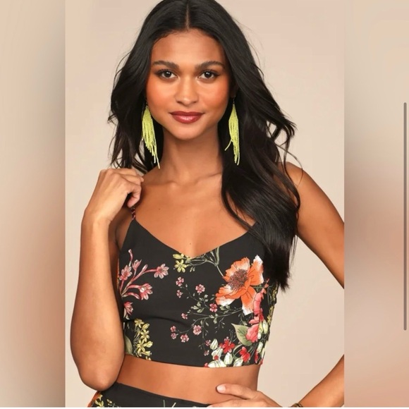 Lulus black floral two piece dress size small NWT* - Picture 6 of 12